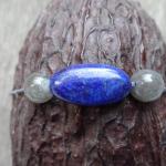 Bracelet lien lapis lazuli labradorite grise