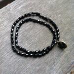 Bracelet onyx noir, pendentif onyx noir