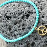 Bracelet turquoises et Peace Or