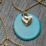 collier et coeur OR avec pendentif turquoise