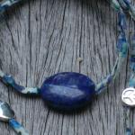 Bracelet lien liberty Lapis Lazuli, peace et coeur Ag 925°°°